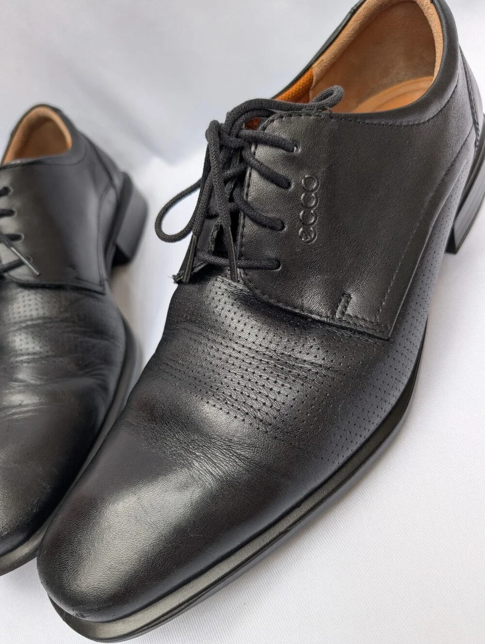 ECCO Men's Black Leather Derby Shoes Size EU 45 US 11.5 Dress Casual